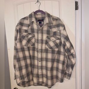 VNTG 💋Williams Bay heavy Flannel Shirt Cotton Pearl snap  Shacket L
